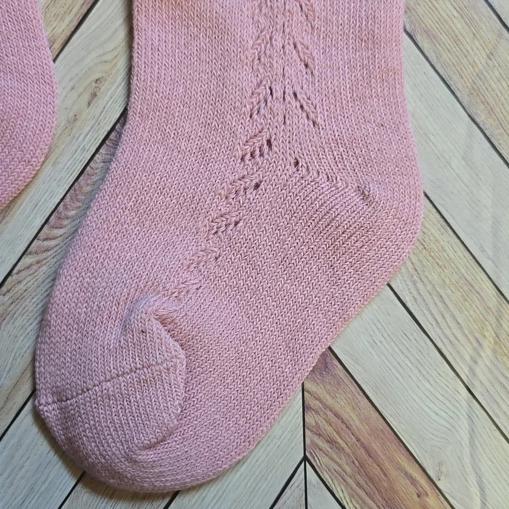Baby Girl Blush Pink Knit Knee High Socks Vintage Style Holiday Dress Accessory